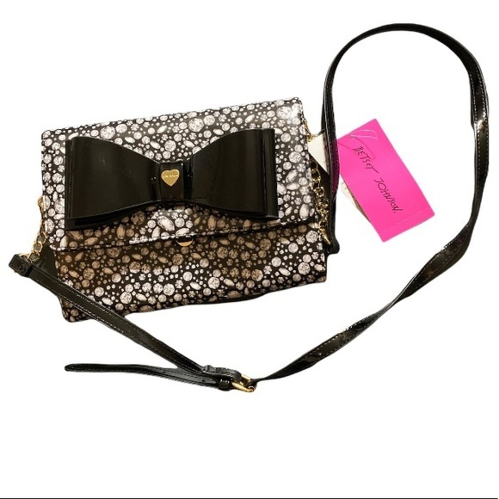 Betsey Johnson Dani Diamond Printed Crossbody with Big Bow